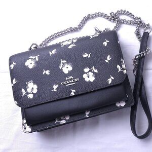Coach CP090 Klare Crossbody In Signature Canvas & Leather Floral Print Black